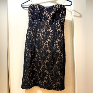 Strapless lacey mini dress